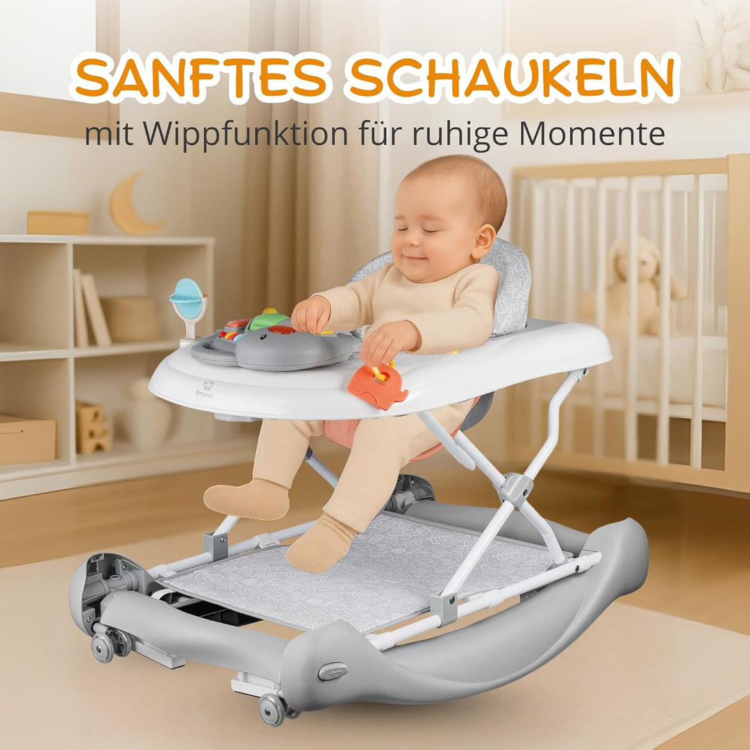 5-in-1 Lauflernhilfe Babywalker | Gehfrei mit Schaukelfunktion, Musik &amp; Licht | Laufhilfe für Baby a