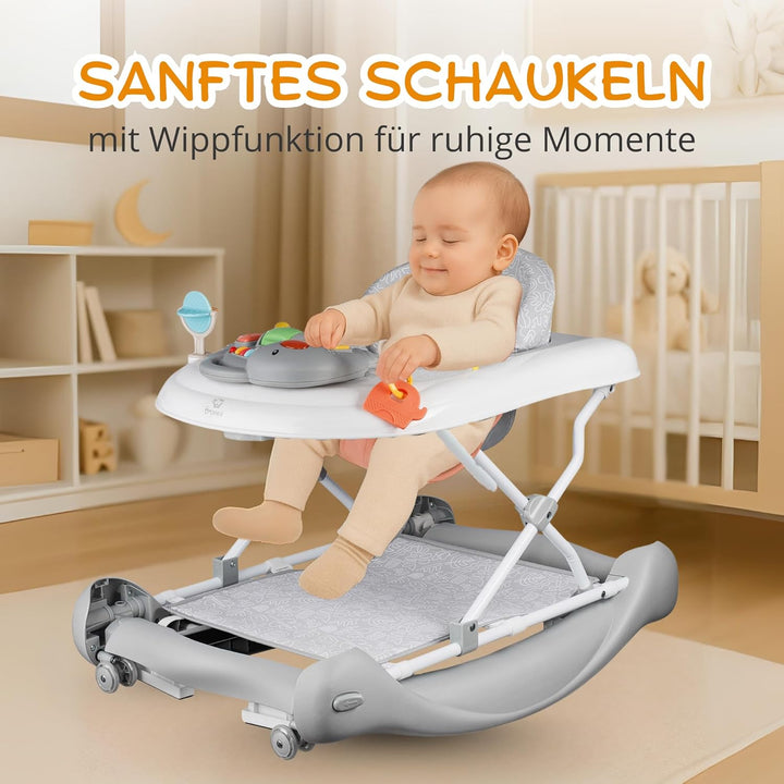 5-in-1 Lauflernhilfe Babywalker | Gehfrei mit Schaukelfunktion, Musik &amp; Licht | Laufhilfe für Baby a