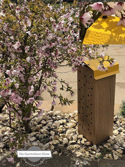 Bienenhotel Stamm Insektenhotel Wildbienen Eiche Massivholz Hartholz Wildbienenhotel Nisthilfe Biene