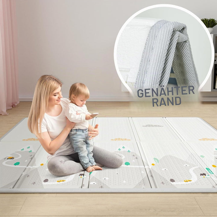 150x150 cm Baby Laufgitter mit Matte, Laufstall Baby mit Matratze (150X150X65 cm)