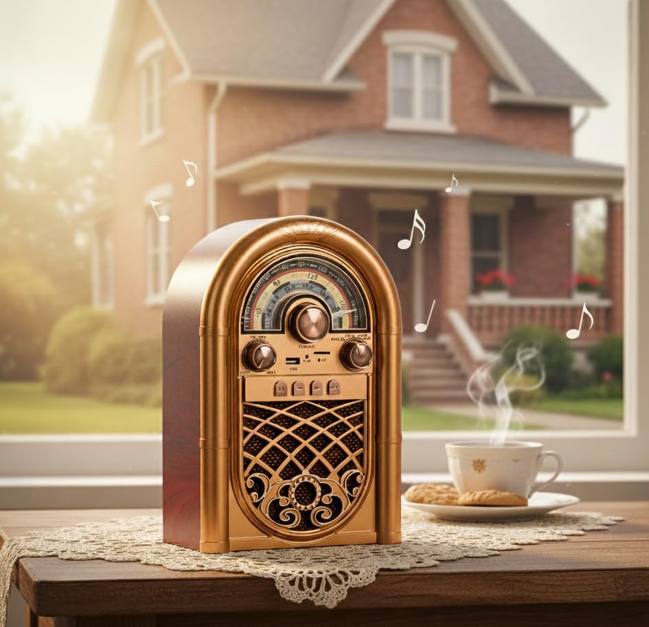 Retropolis New Orleans – Retro Radio mit Bluetooth 5.0, Tragbares Radio FM/AM/SW, 1200mAh Akku, USB/