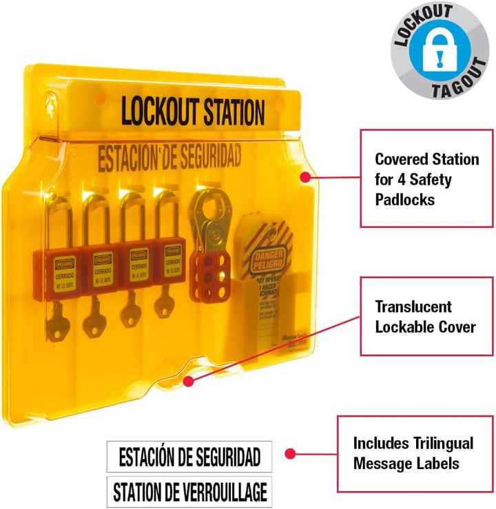 Master Lock ml1482 Lockout Station, 4-lock 46.5 cm x 36.8 cm x 8.0 cm, 46.5 cm x 36.8 cm x 8.0 cm