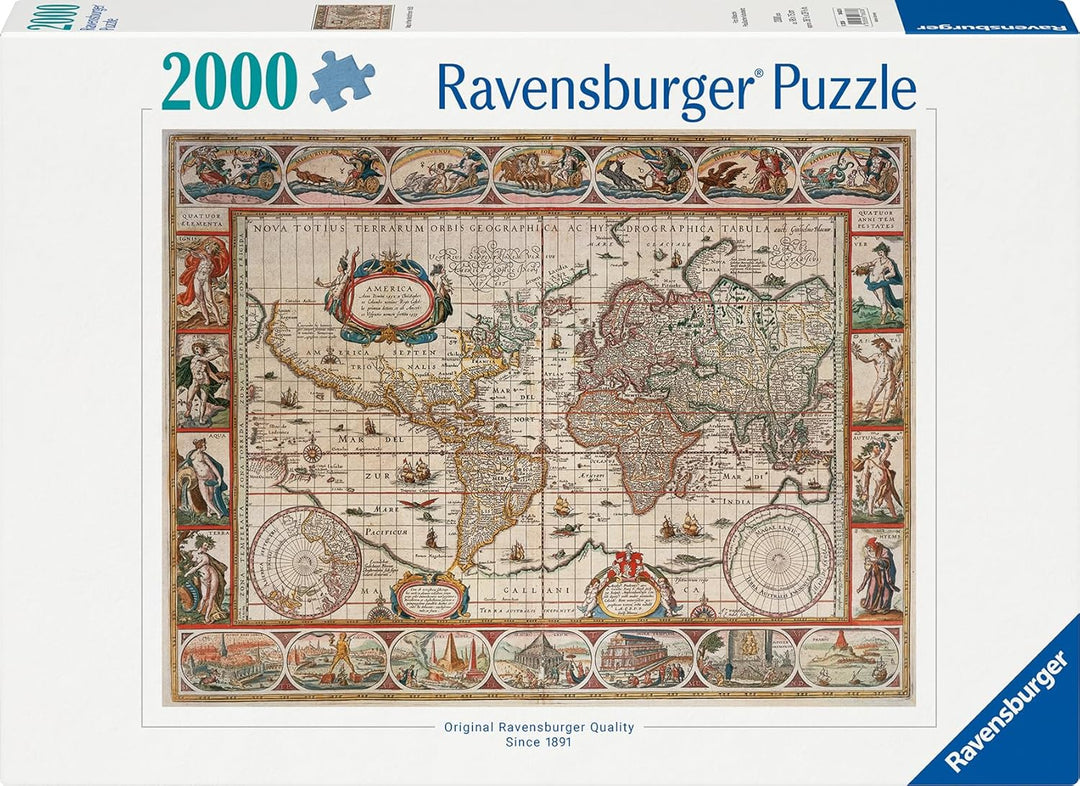 Ravensburger Puzzle 2000 Teile Weltkarte, antik 16633 Single, Single