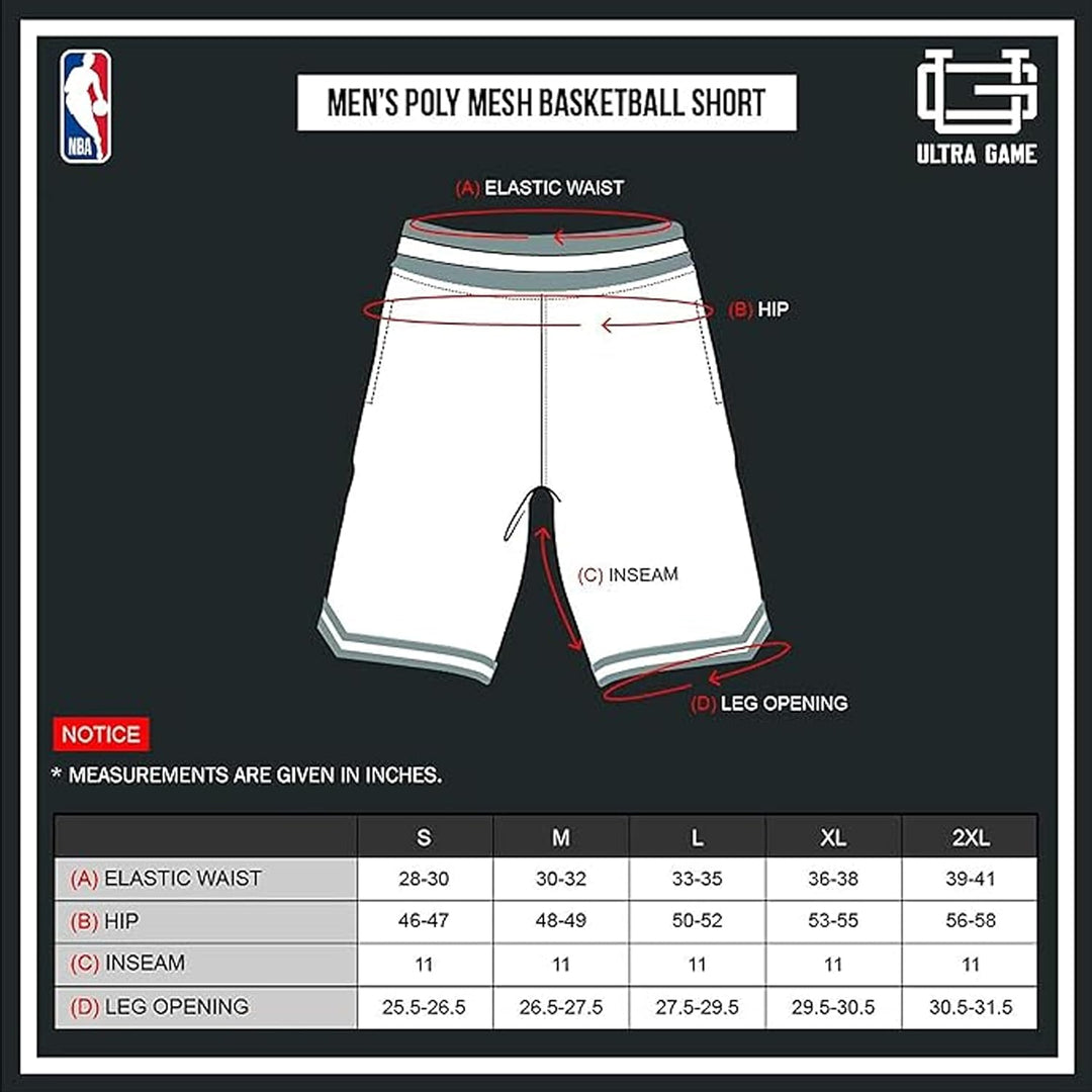 Ultra Game Herren Gewebte NBA Woven Team Logo Poly Mesh Basketball Shorts Los Angeles Lakers L Schwa