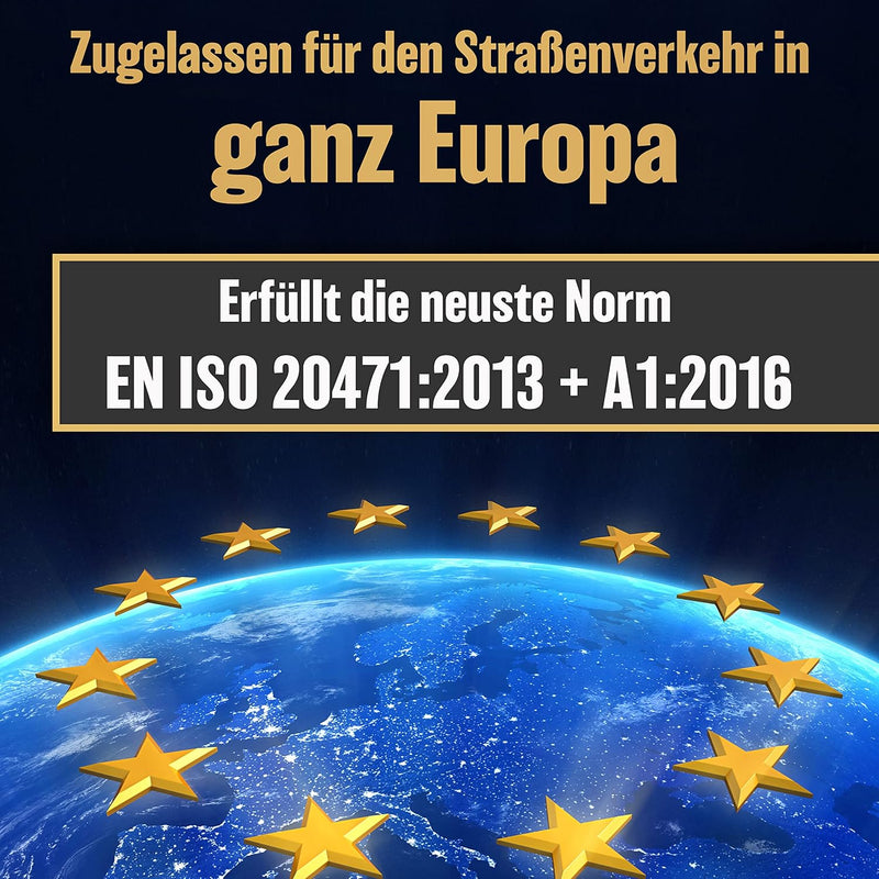 HELDENWERK Auto Warnweste 2024 Europaweit einsetzbar - Reflektierende Warnwesten inkl. Kinderweste (