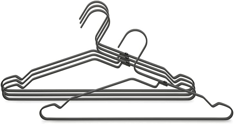 Brabantia Aluminium Kleiderbügel, 4er Set, Schwarz, One Size Schwarz Einheitsgrösse Aluminium Kleide