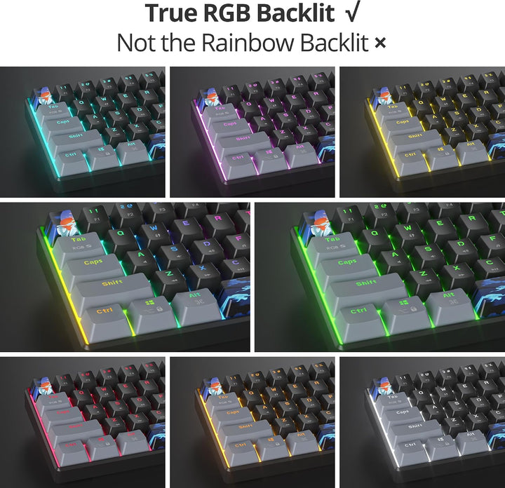 SOLIDEE Tragbare 60% mechanische Gaming-Tastatur,61 Tasten kompakte RGB Hintergrundbeleuchtung,kabel