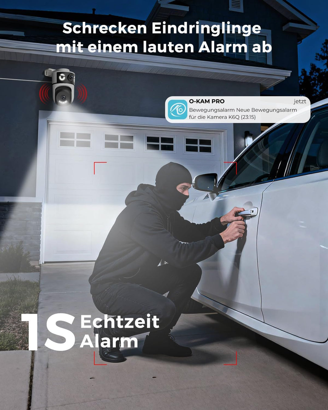 Reobiux 2K Überwachungskamera Aussen mit Doppelobjektiv, PTZ IP Kamera Überwachung Aussen, WLAN Kame