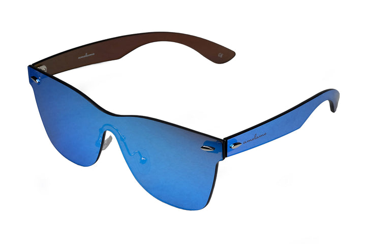 amoloma Rahmenlose Randlose Nur Glas Sonnenbrille Blau verspiegelt für Damen und