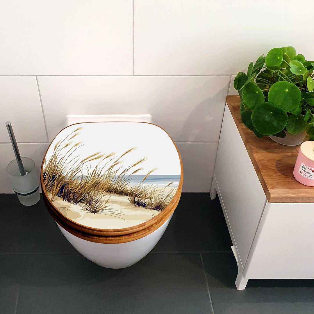 banjado Design WC Sitz Bambus Absenkautomatik 45,8x37,5cm - Toilettendeckel mit Absenkautomatik Holz