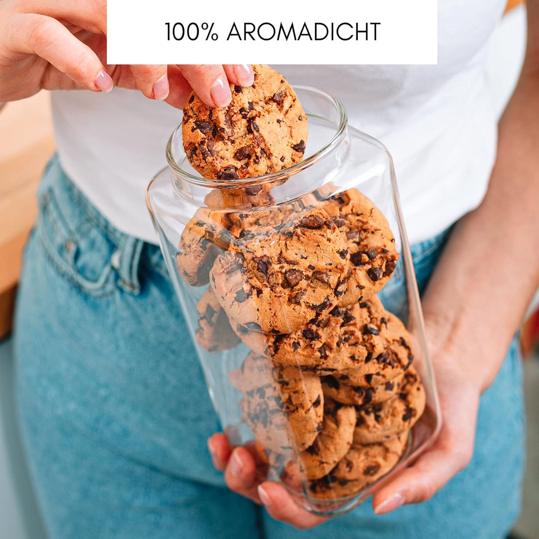 Econovo® Vorratsgläser mit Deckel eckig (3-teilig) Vorratsdosen mit Deckel Glas, stapelbar & luftdic