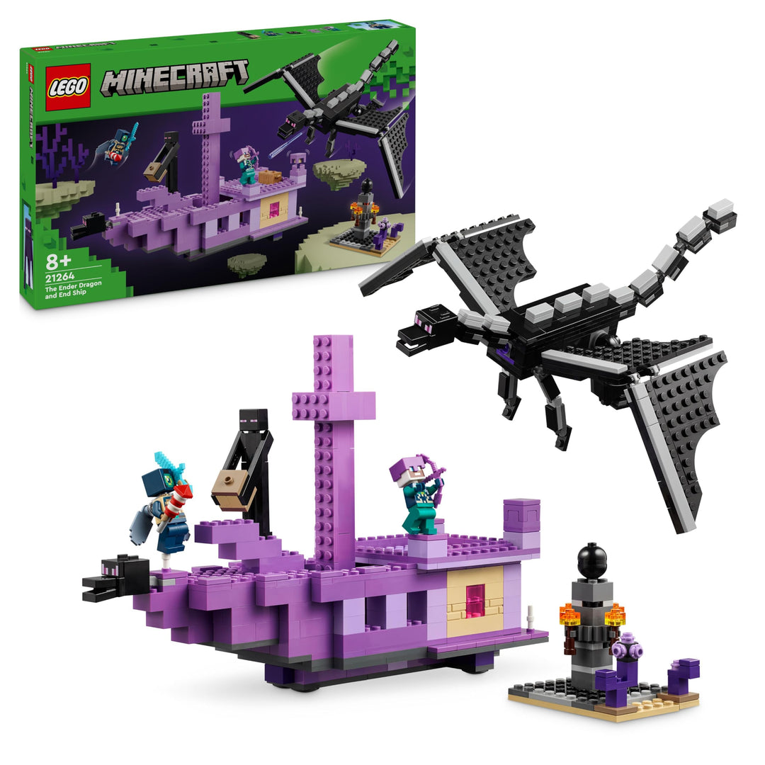 LEGO Minecraft Der Enderdrache und das Endschiff, Action-Spielzeug und Entdeckerset, Bauset zum Vide