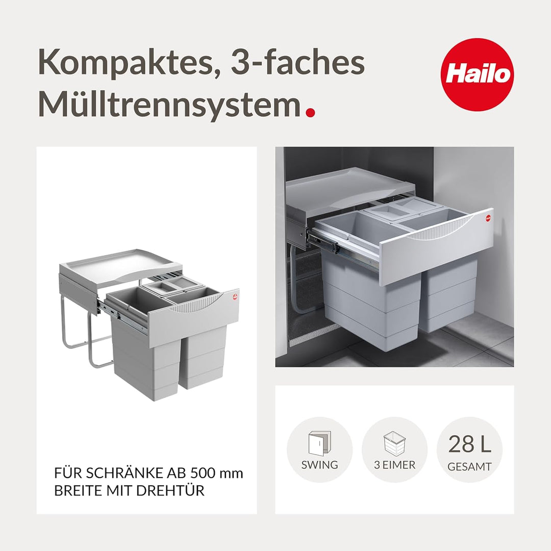 Hailo 3644731 Abfallsammler TR Swing 50.3/29 für Schränke ab 500 mm Breite mit
