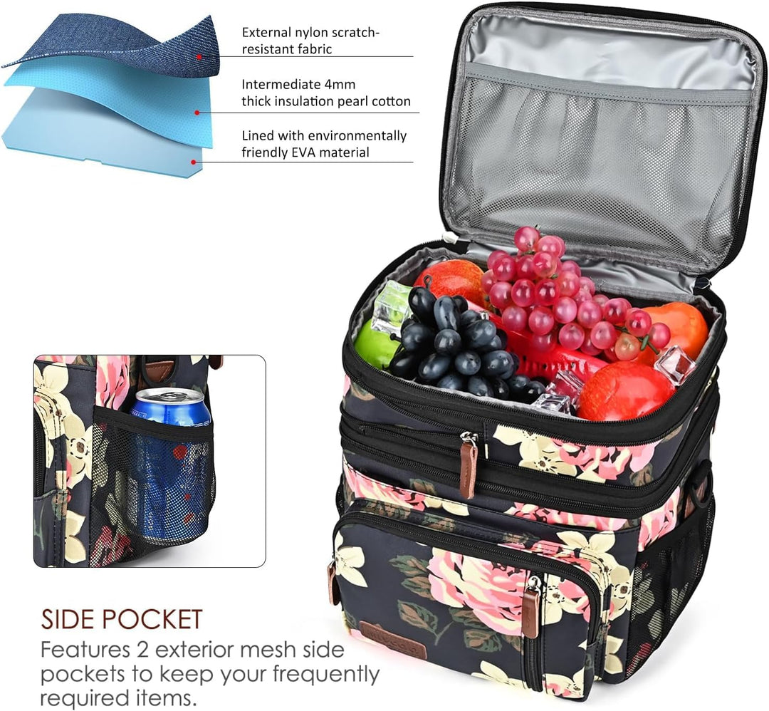 MIYCOO Kühltasche Lunchtasche für Männer und Frauen - Doppeldecker Lunchtasche, Mittagessen Tasche -