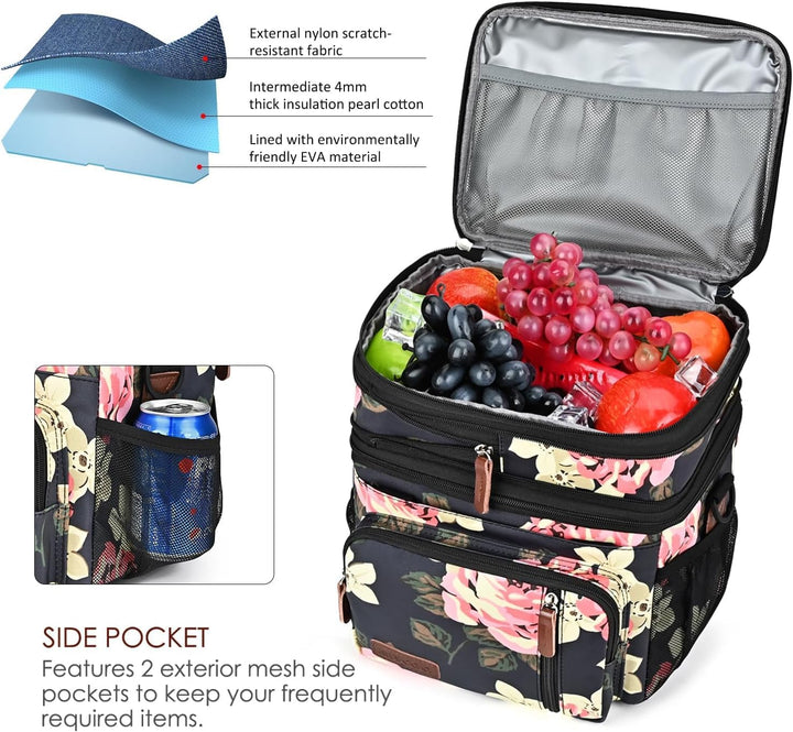 MIYCOO Kühltasche Lunchtasche für Männer und Frauen - Doppeldecker Lunchtasche, Mittagessen Tasche -