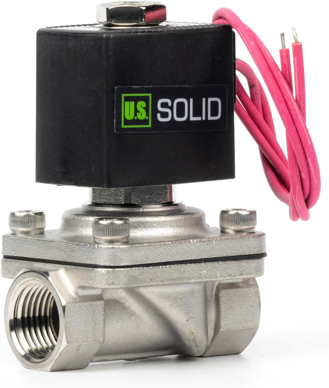 U.S. Solid 1/2" Magnetventil - Edelstahl DC 12V mit Viton-Dichtung, stromlos geschlossen, Bleidraht-
