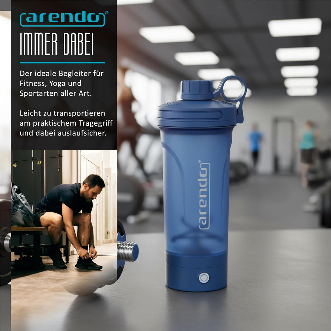 Arendo - Eiweiss Shaker elektrisch 700ml – Protein Shaker mit Akku - BPA frei – Drink Mixer to Go –