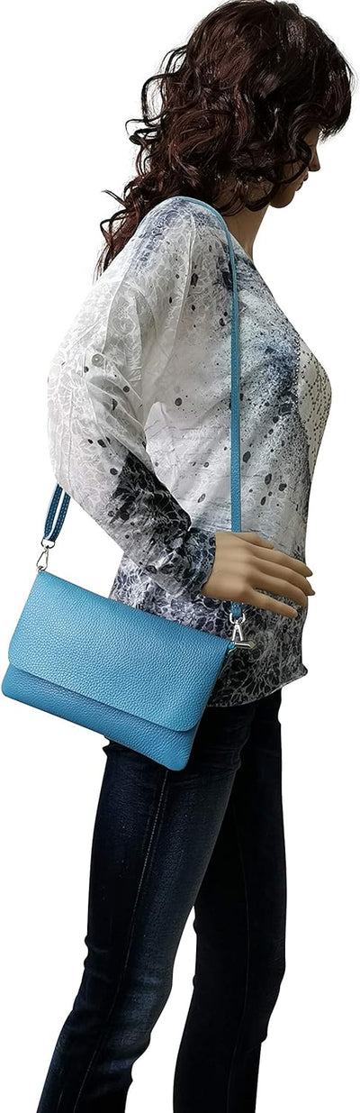 AmbraModa GLX11 - Damen Umhängetasche, Clutch, Handytasche aus echtem Leder mit abnehmbarem und vers