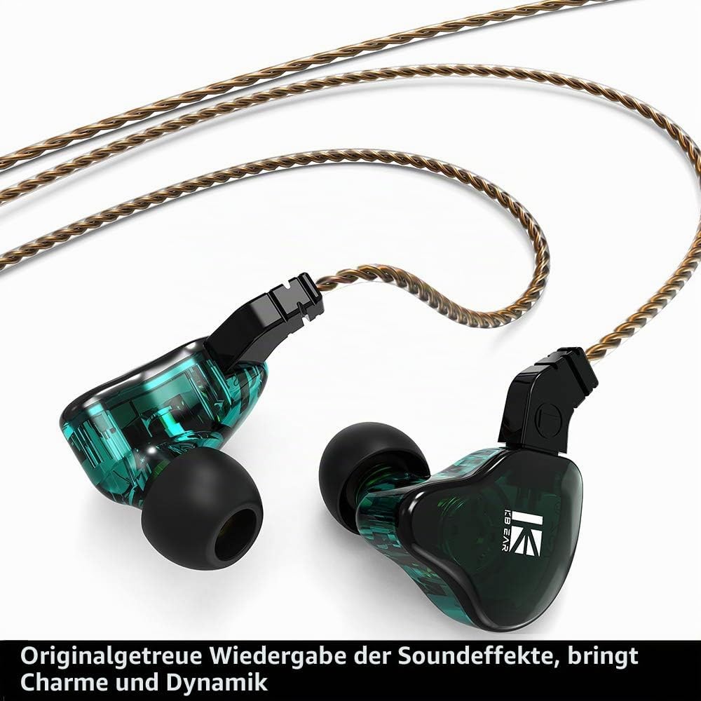 Yinyoo KBEAR KS2 In Ear Monitor,Stereo Bass Kopfhörer, HiFi Over Ear Earbud Headset Noise Cancelling
