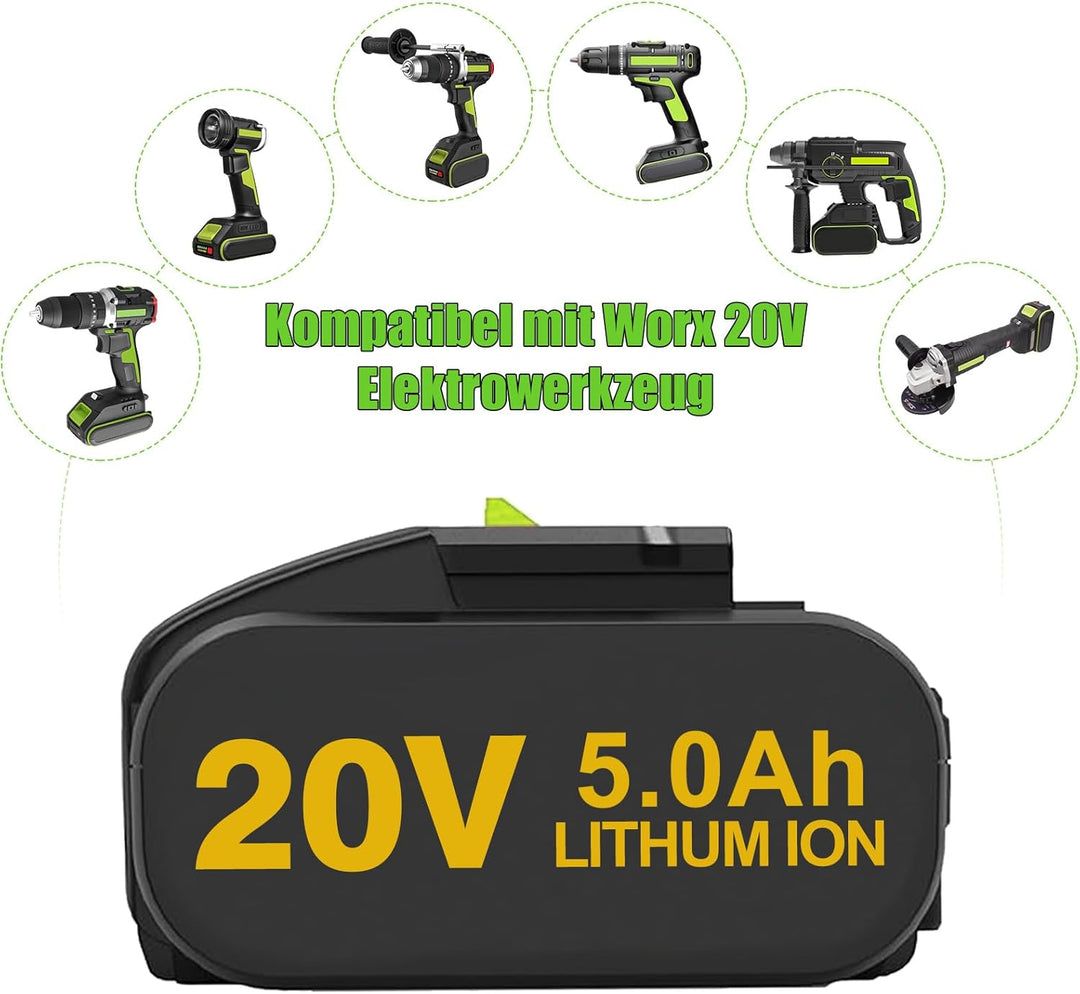 2X 5,0 Ah Ersatzakku für WA3551/WA3553 Akku Kompatibel mit WA3551 Akku-Elektrowerkzeugen WA3551.1 WA