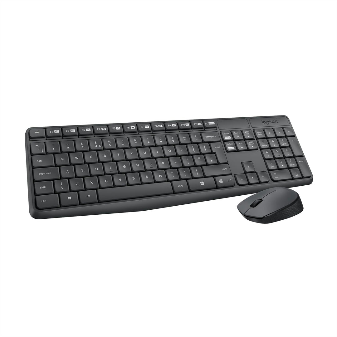 Logitech MK235 Kabelloses Set mit Tastatur und Maus für Windows, 2,4 GHz kabelloser Unifying-USB-Emp