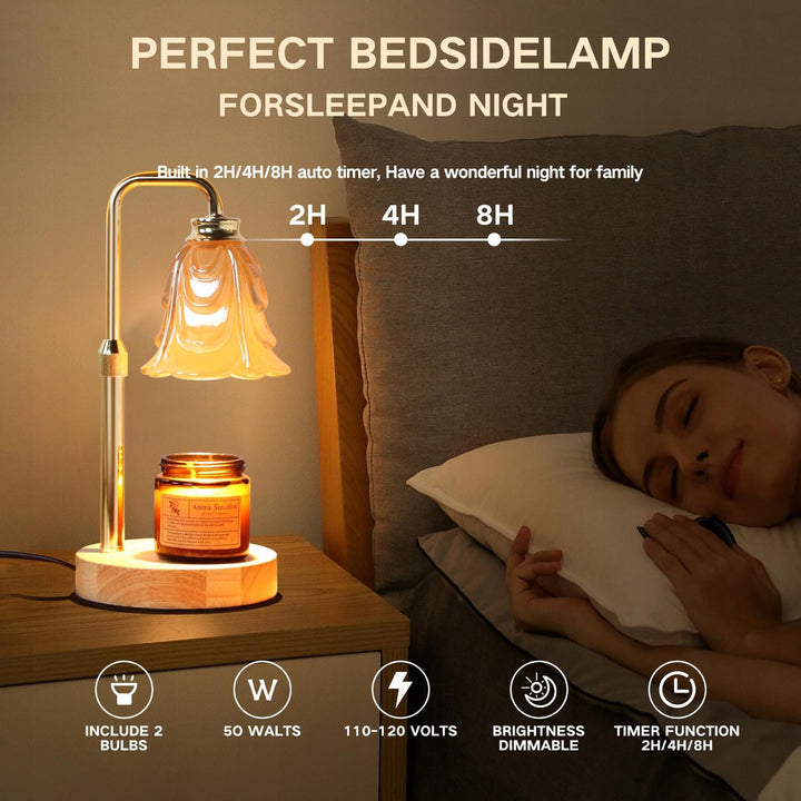 Candle Warmer Lamp with Timer Electric Adjustable Height Candle Warmer Dimmable Wax Warmer Lamp Jar