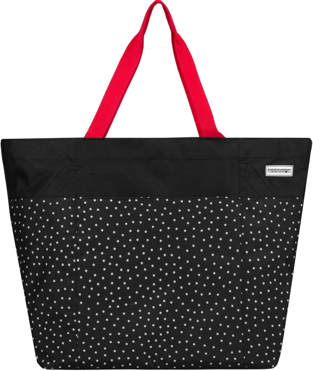 anndora XXL Shopper schwarz weiss gepunktet - Strandtasche 40 Liter Schultertasche Einkaufstasche, S