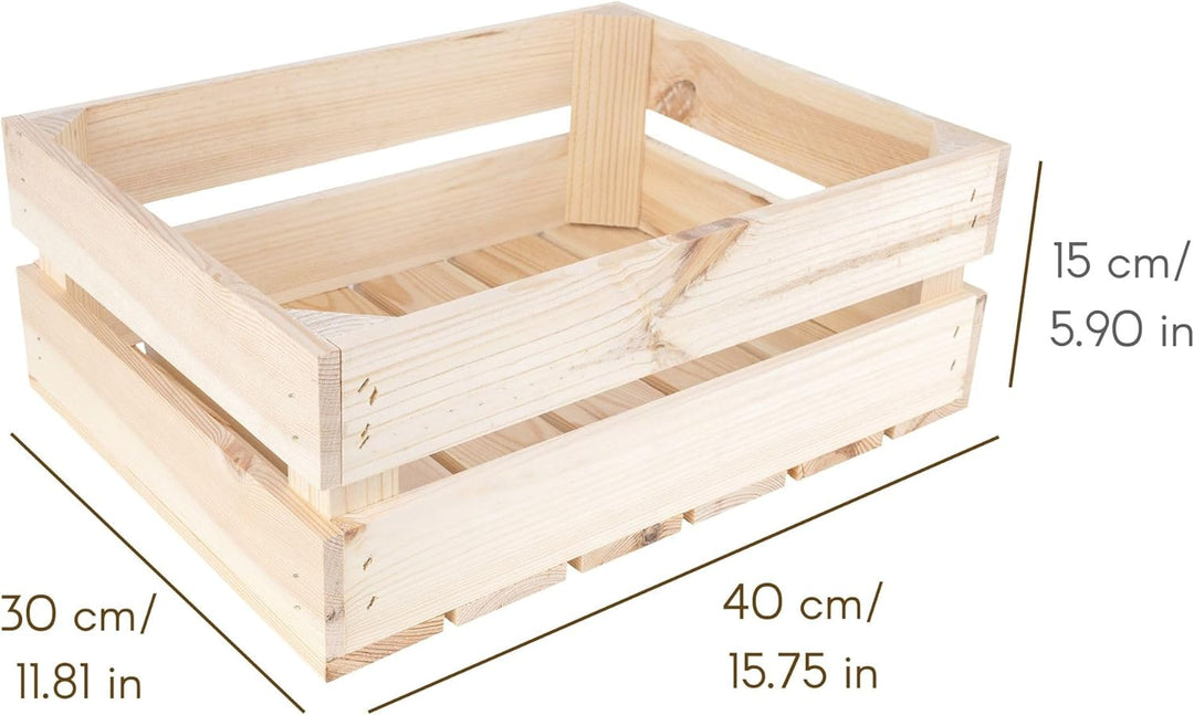 Creative Deco 3 x Holzkiste Natur | Weinkisten Set Obstkiste Holz | Geschliffen | 40 x 30 x 15 cm |