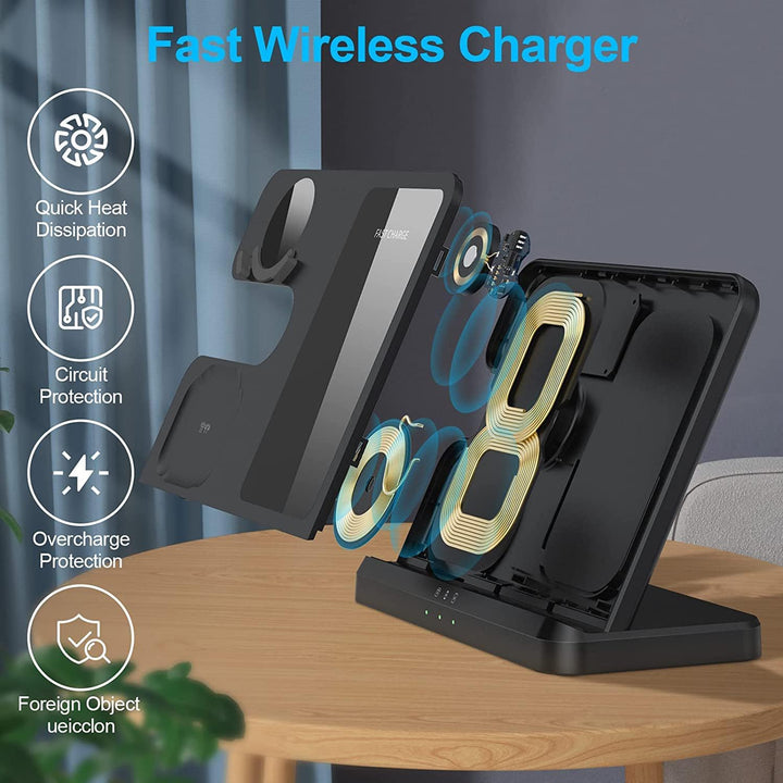 3 in 1 Induktive Ladestation für Samsung, Wireless Charger Kabelloses Ladegerät for Galaxy S25/S24/S