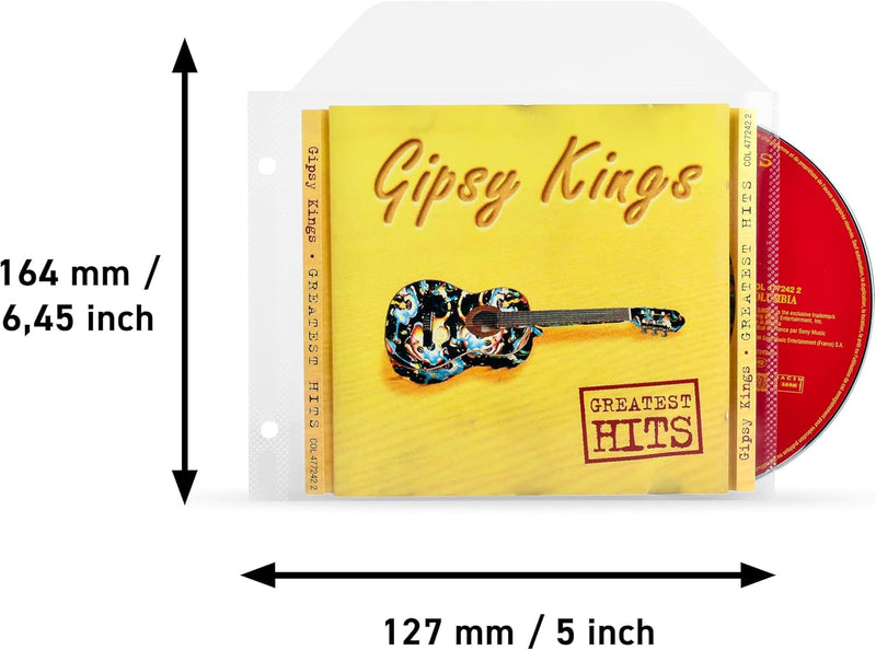 3L CD Hüllen für Aufbewahrung - CD Hüllen Plastik mit Ringbuch-Löcher - 100 Stück - Praktisch für CD