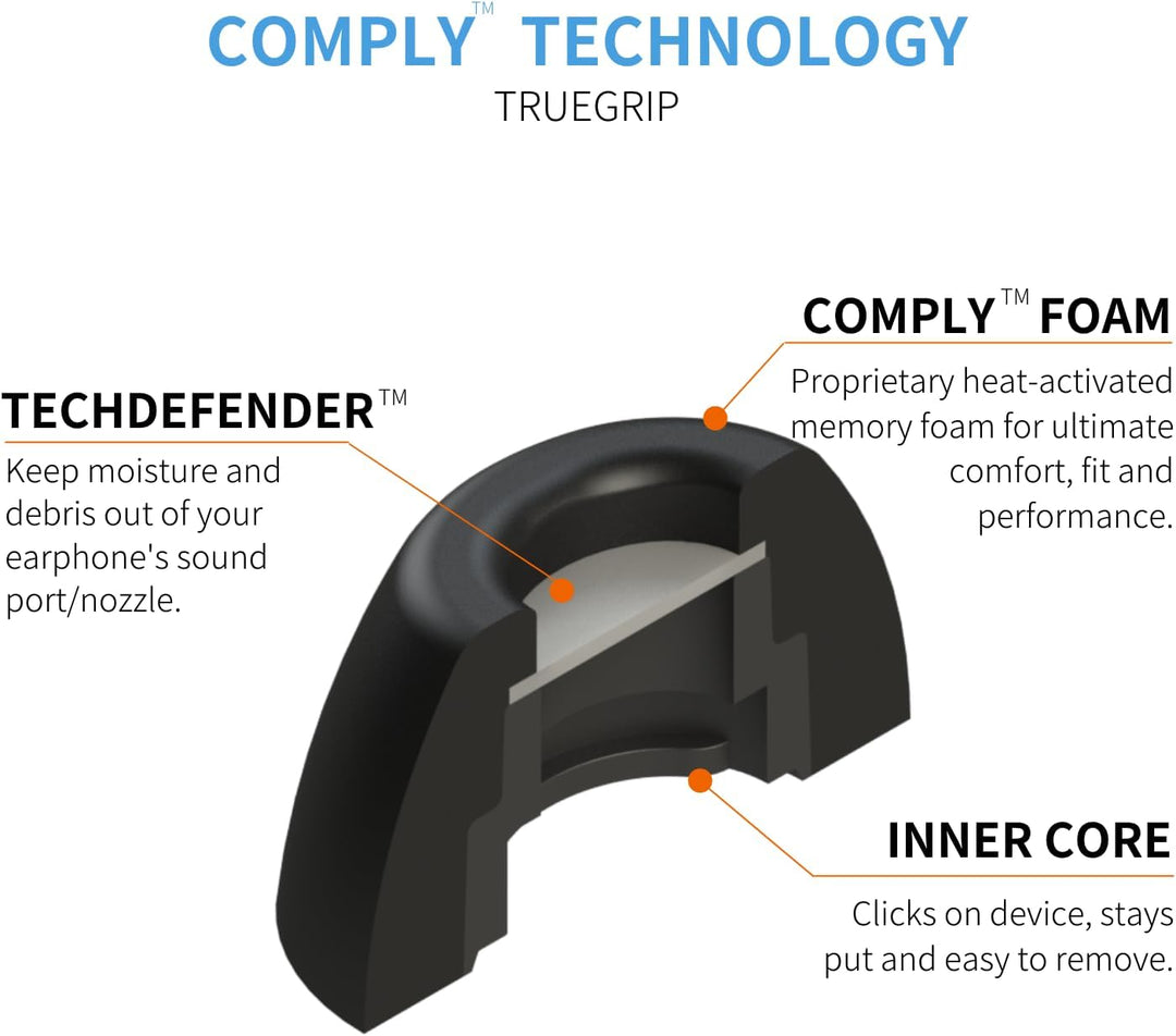 Comply TrueGrip TW-300-B, universeller Memory-Schaum für die meisten In-Ear Kopfhörer, Grösse L, L