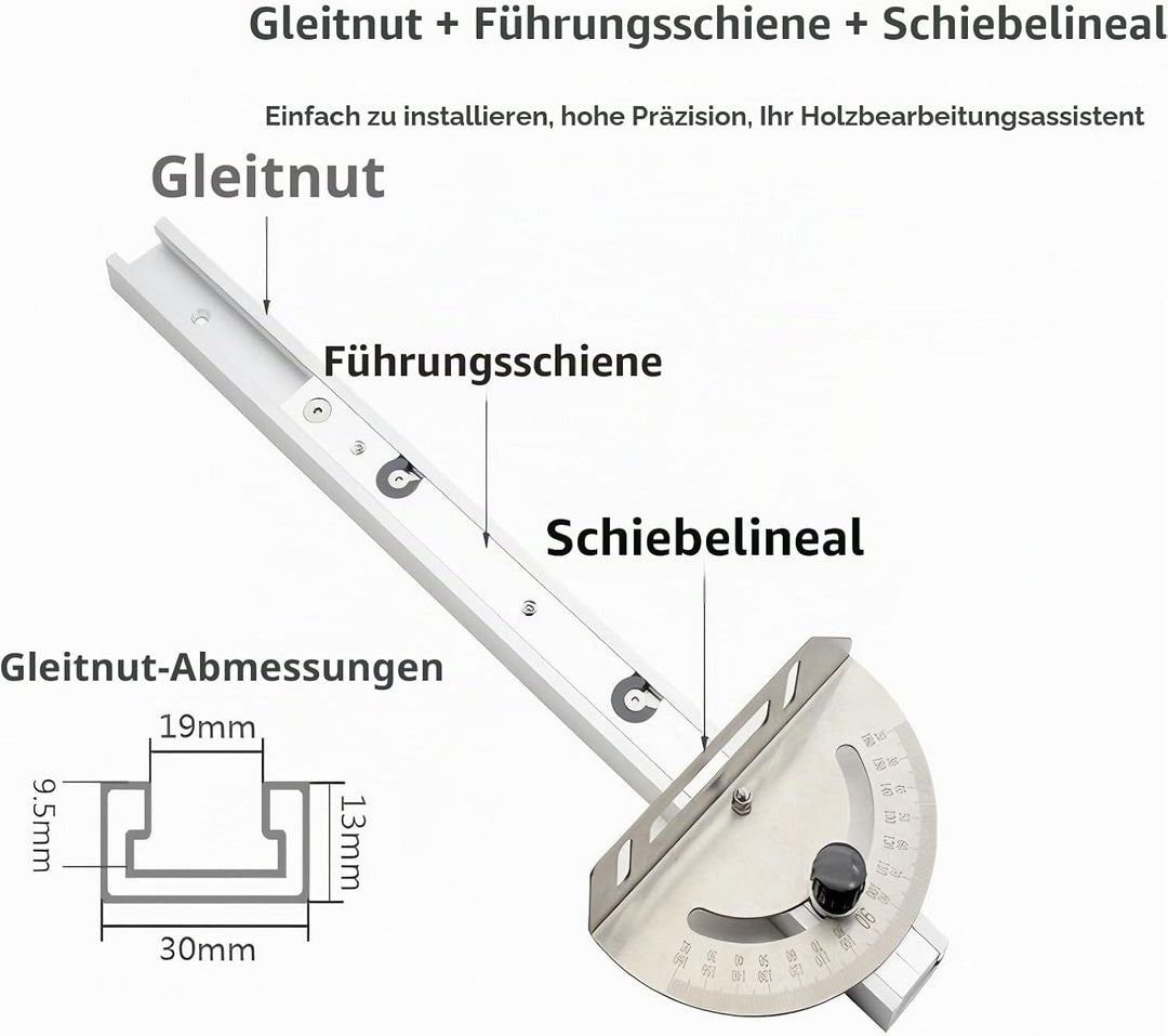 Gehrungslehre Führungsschiene Holzbearbeitungs-Tischsäge Einstellbare Winkellehre, Tischhandlauf-Zau