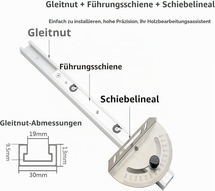 Gehrungslehre Führungsschiene Holzbearbeitungs-Tischsäge Einstellbare Winkellehre, Tischhandlauf-Zau
