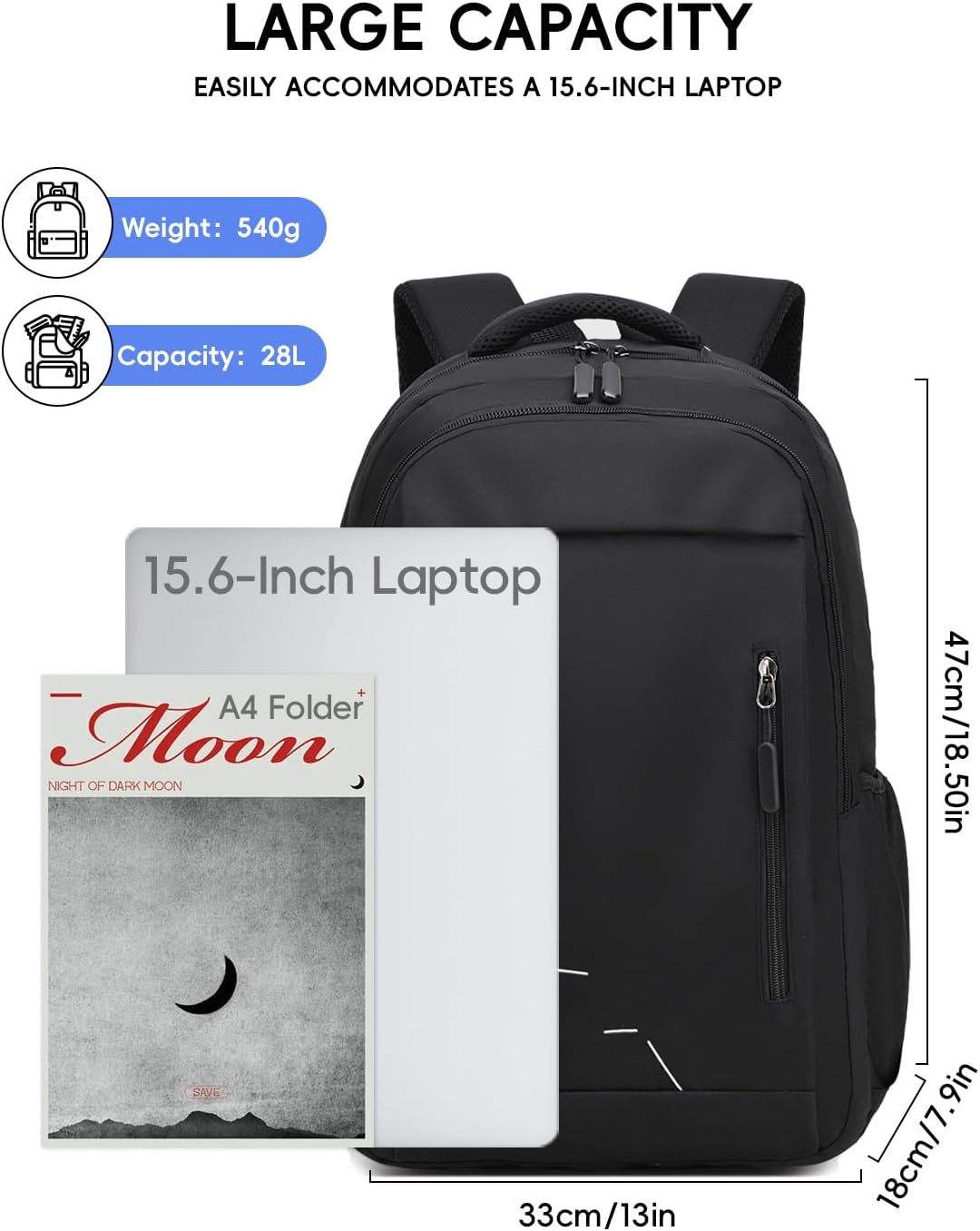 Amythe Schulrucksack Jungen Teenager Grosser Kapazität 28L, Rucksack Junior mit Laptopfach für Mitte