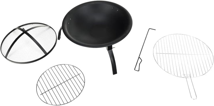 KONDELA Tragbare Feuerschale mit Grillrost und Funkenschutz | Feuerstelle für den Garten | 51 x 51 x