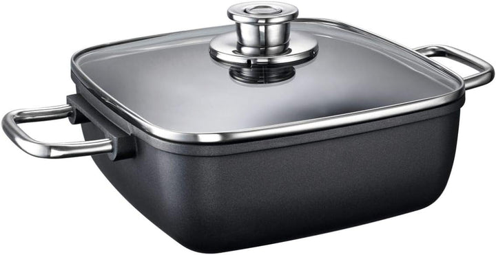 Schulte-Ufer -Schmortopf Globus hoch eckig 24 cm, inkl. Deckel mit Thermoknopf