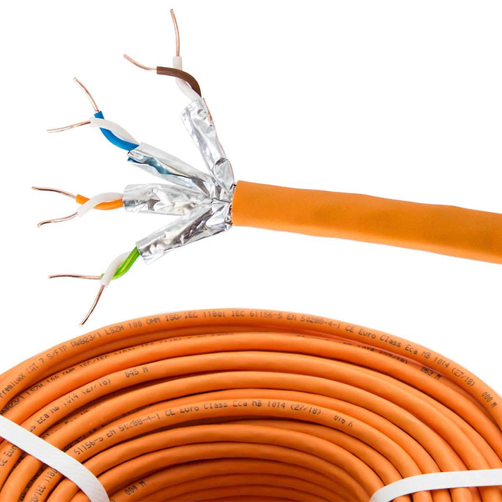 PremiumX 100m CAT 7 Netzwerkkabel Simplex LAN-Kabel Ethernet Datenkabel S/FTP PiMF PoE Eca Cat7 Verl