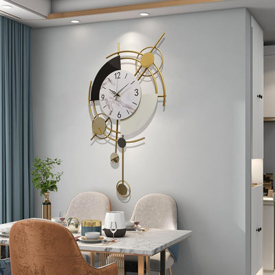 GERHWASH Wanduhr Gross Modern Design Wohnzimmer 70×42cm Wanduhr Ohne Tickgeräusche Römische Ziffern