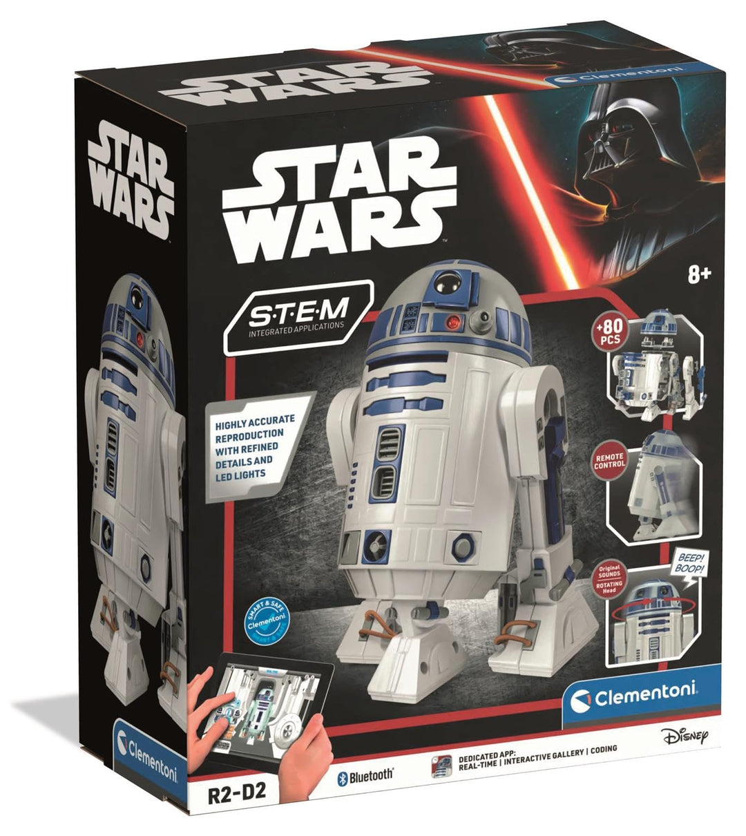 Clementoni R2-D2 Roboter – Star Wars inspirierter baubarer Roboter mit LED-Lichtern, Geräuschen und