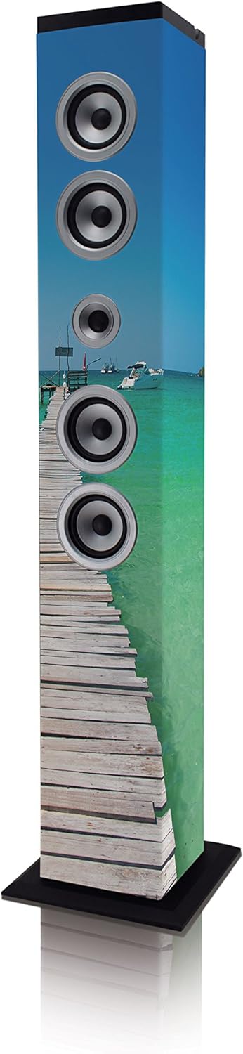 Lenco iCes IBT-6 Bluetooth-Standlautsprecher, 40 Watt Musikleistung (UKW-Radio, USB, SD-Kartenleser,