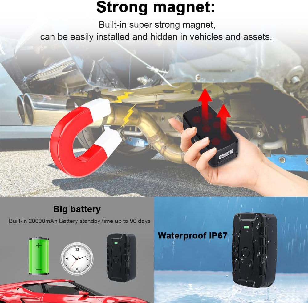 TKMARS TK918 Auto GPS-Tracker, 20000mAh. Langlebiger Akku, Starkes magnetisches Echtzeit-GPS-Trackin
