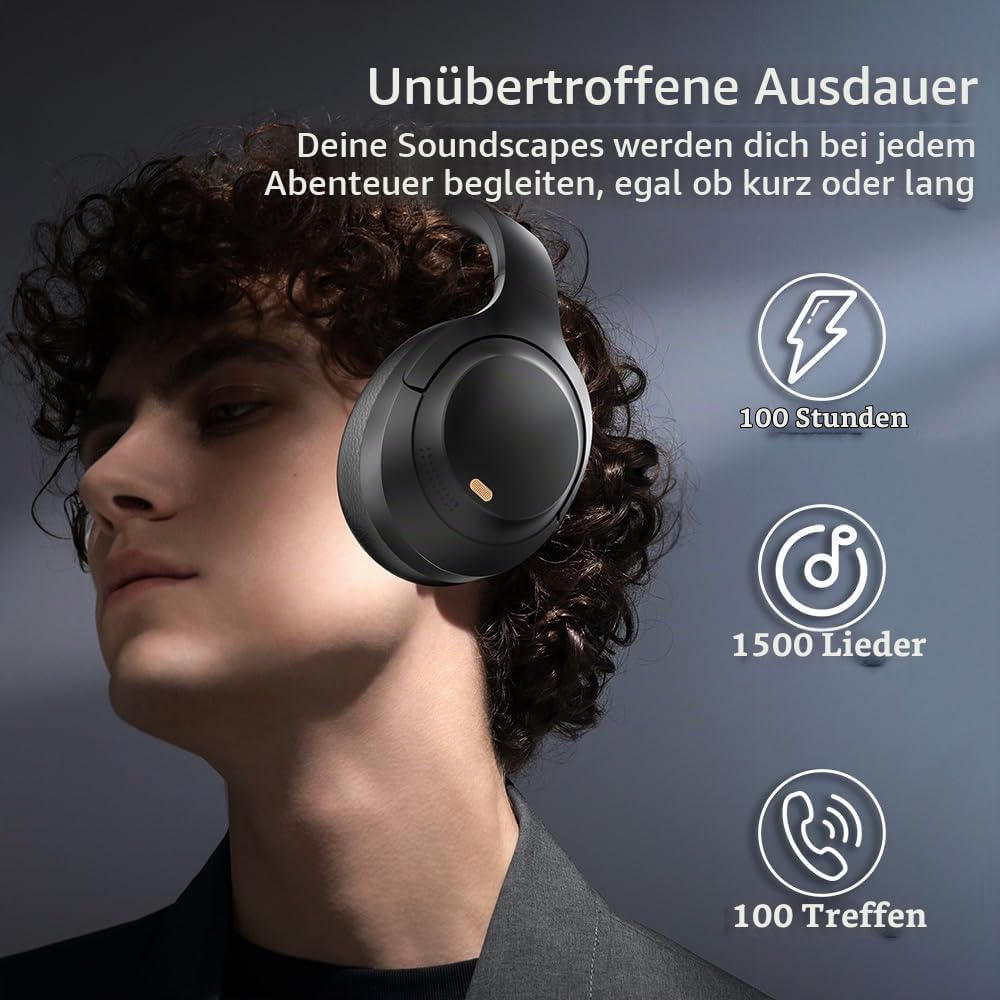 OBEST Over-Ear Noise Cancelling Kopfhörer Kabellos Bluetooth 5.3, Hybrid Active Geräuschunterdrückun