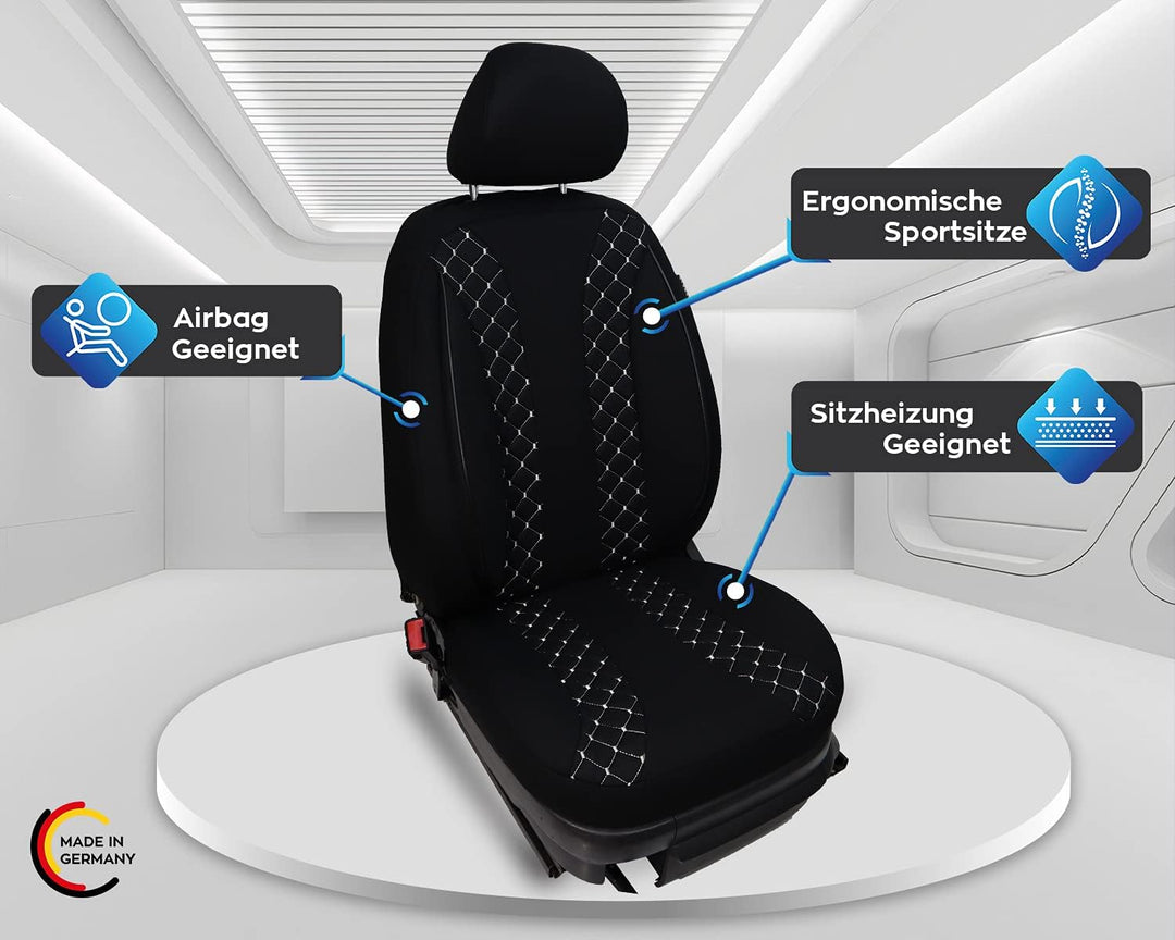 BREMER SITZBEZÜGE Mass Auto Schonbezüge kompatibel mit VW Golf Plus Fahrer &amp; Beifahrer Set ab 2004-2