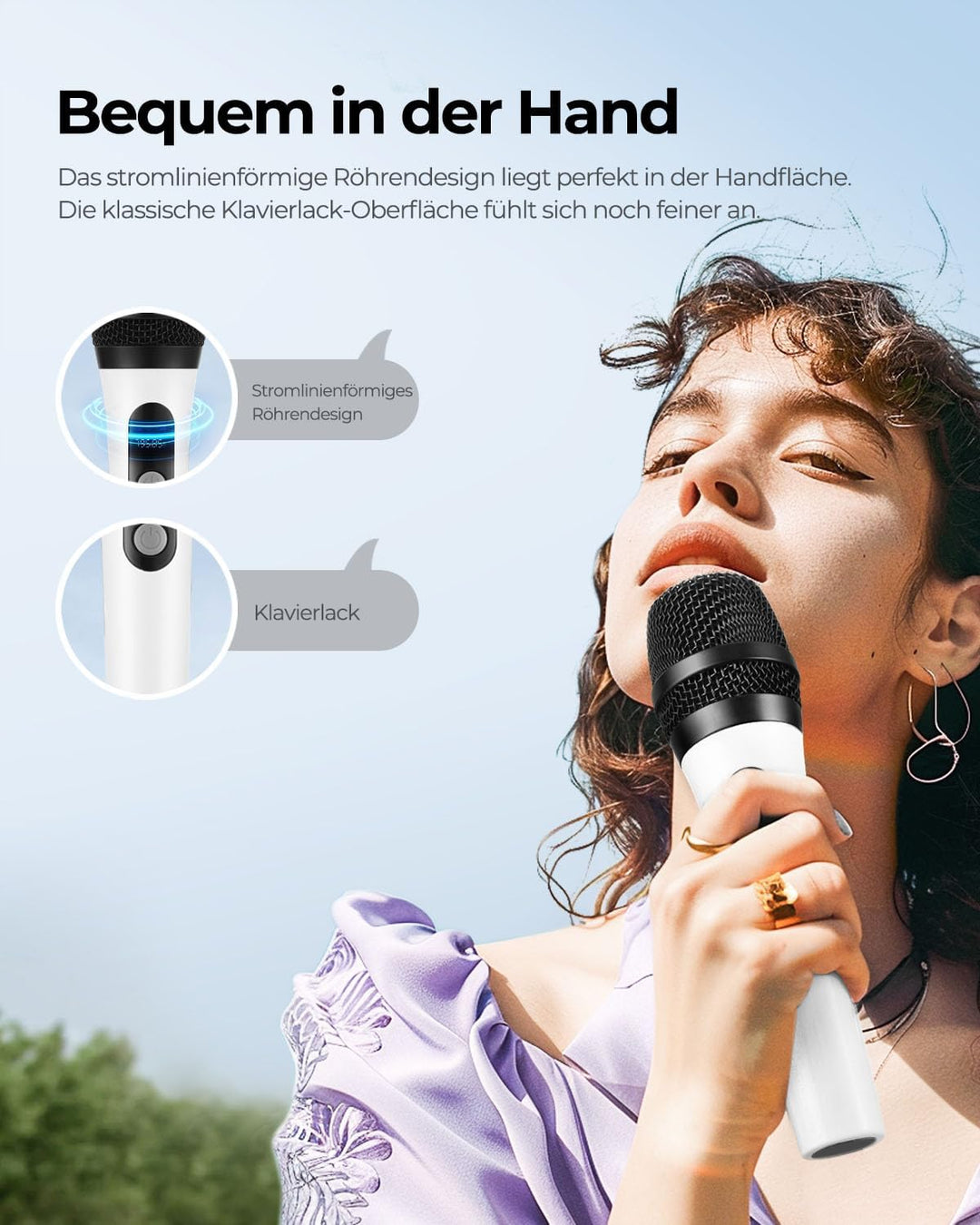 ALPOWL Kabelloses Mikrofon, Duales Digitales Dynamisches Bluetooth Mikrofon mit wiederaufladbarem Em
