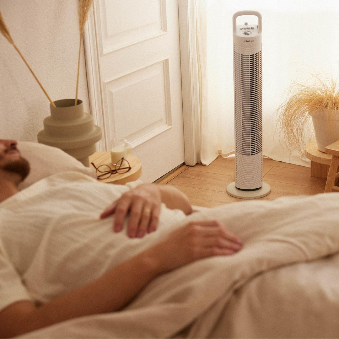Newlux - Turmventilator ohne Flügel W80 (45W) 3 Geschwindigkeitsstufen, 70° Oszillation und Timer 12