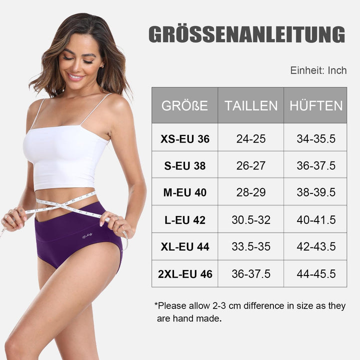 anqier Unterhosen Damen, 5er Pack Stretch Baumwolle Hohe Taille Slips Damen Atmungsaktiv Panties Wei