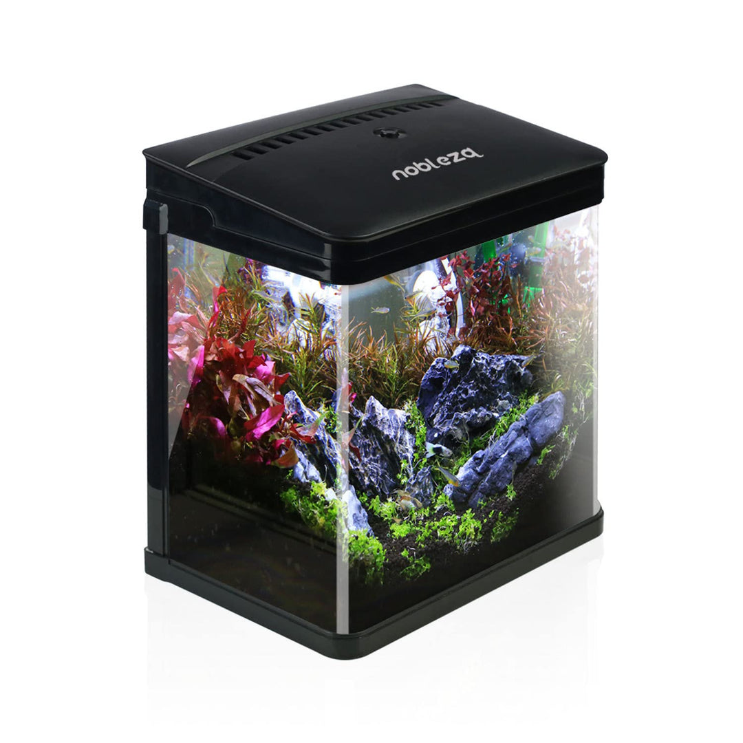 Nobleza - Nano-Fischtank-Aquarium mit LED-Leuchten & Filtersystem, tropischeAquarien, 7 Liter, Schwa