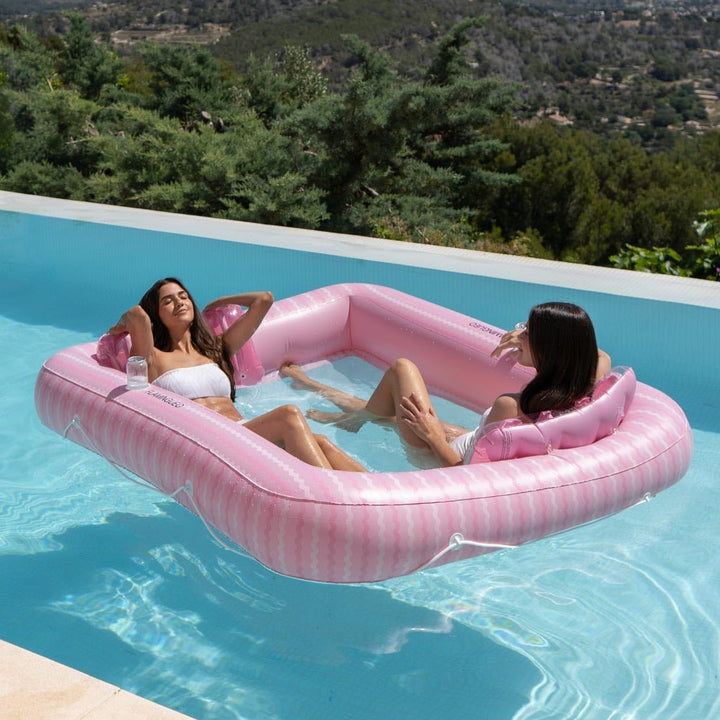 Flamingueo Luftmatratze Pool - Wassermatratze - Extra gross - Gitterboden - Zwei Getränkehalter - Zw