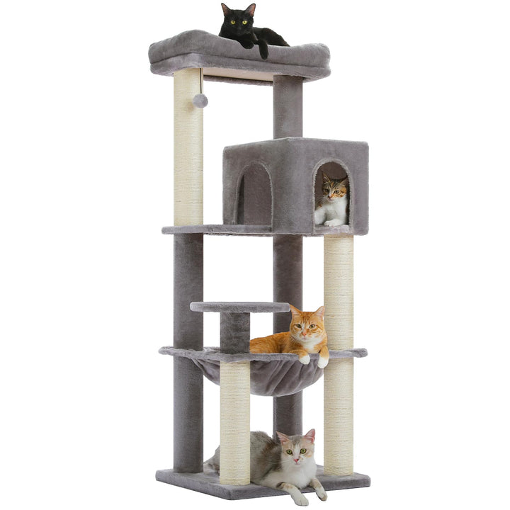PAWZ Road Katzenbaum mit Metall-Plüsch-Hängematte, Katzenturm für ausgewachsene Katzen mit 2-türigem