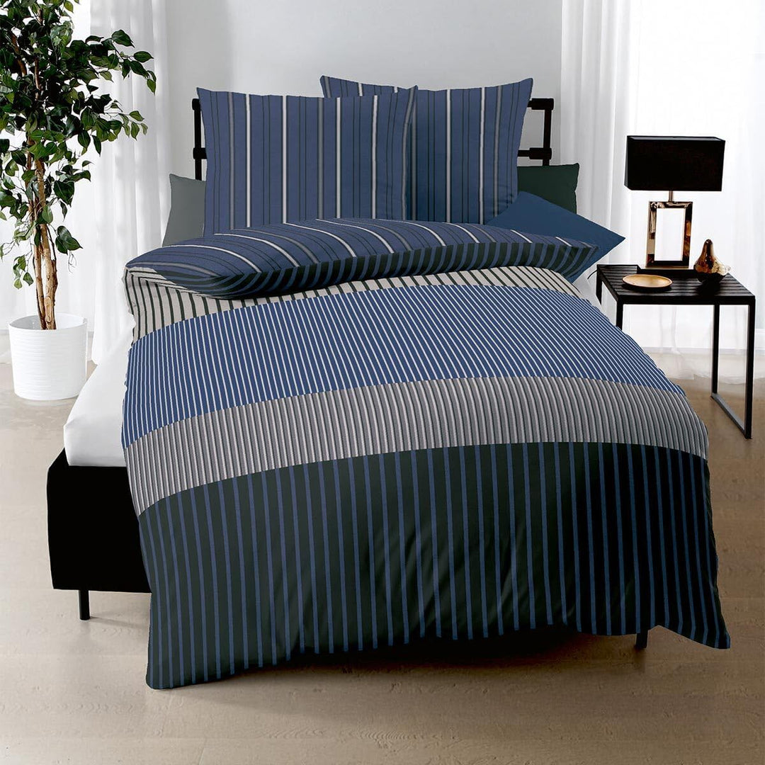 Kaeppel Mako-Satin Bettwäsche Skyline blau 135x200 cm + 80x80 cm, 135x200 cm + 80x80 cm